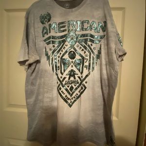 Grey and blue American fighter shirt